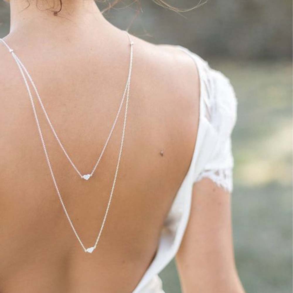 Body Jewelry Back - Elegante Dubbellaags Hart Terug Ketting Voor