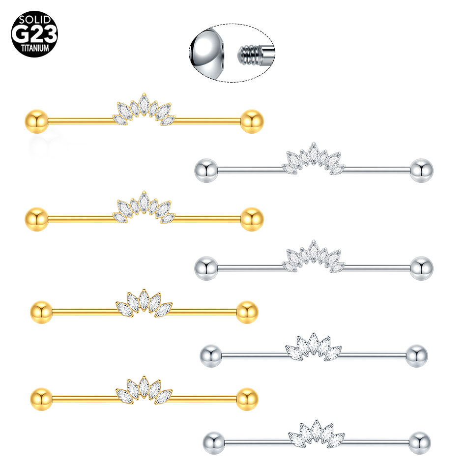 Industrial Barbell Long - 1/5PCS Titanium 14G CZ Industriële Helix