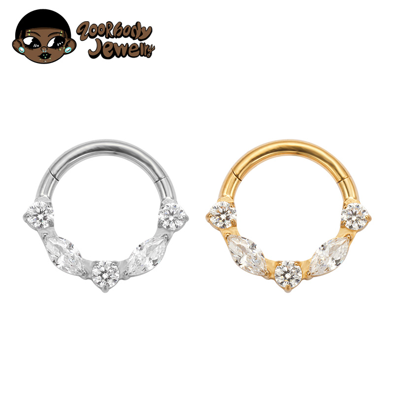 Zoor Body Jewelry - ASTM F136 Titanium Marquise CZ Scharnierende