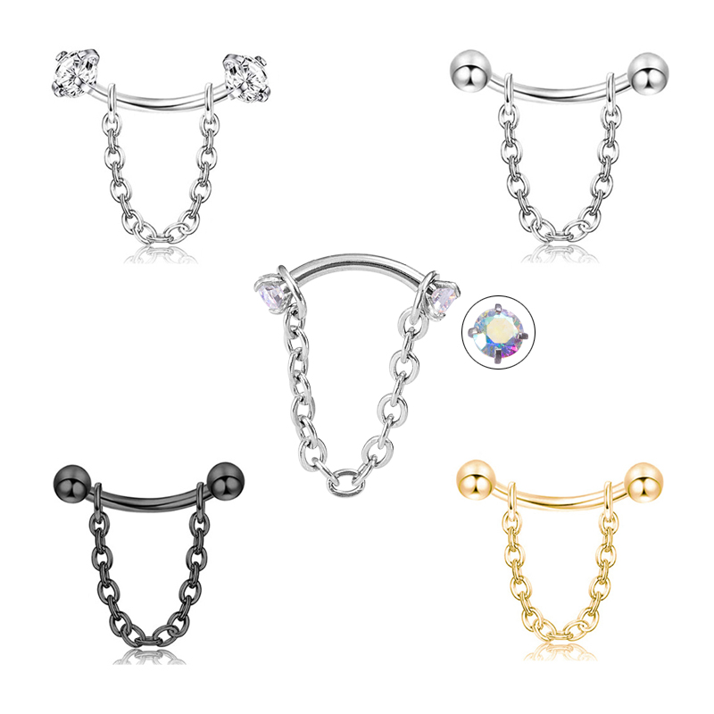 Eyebrow Curved Barbell - 1pc Zirkoon Bal Kegel Wenkbrauw Pierc