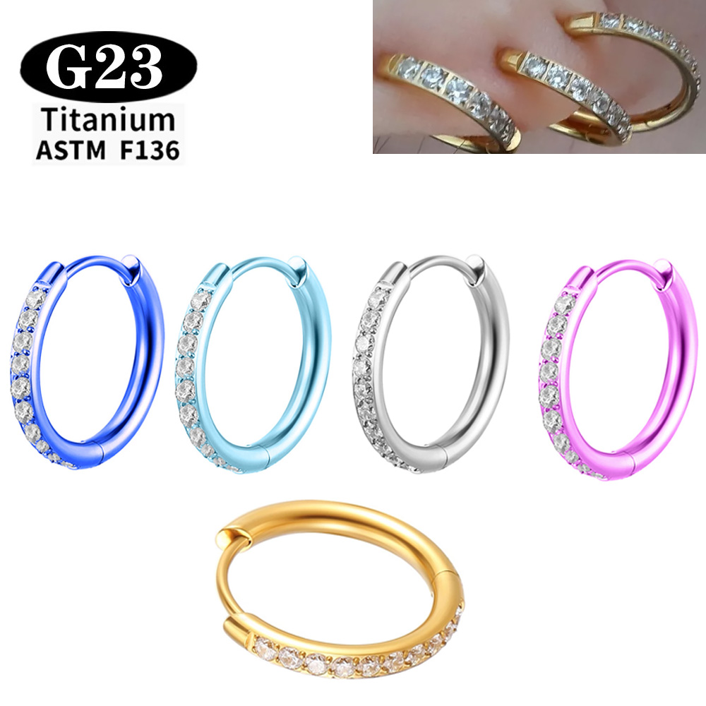 Body Piercing Quality Jewelry - ASTM F136 G23 Titanium oorring CZ