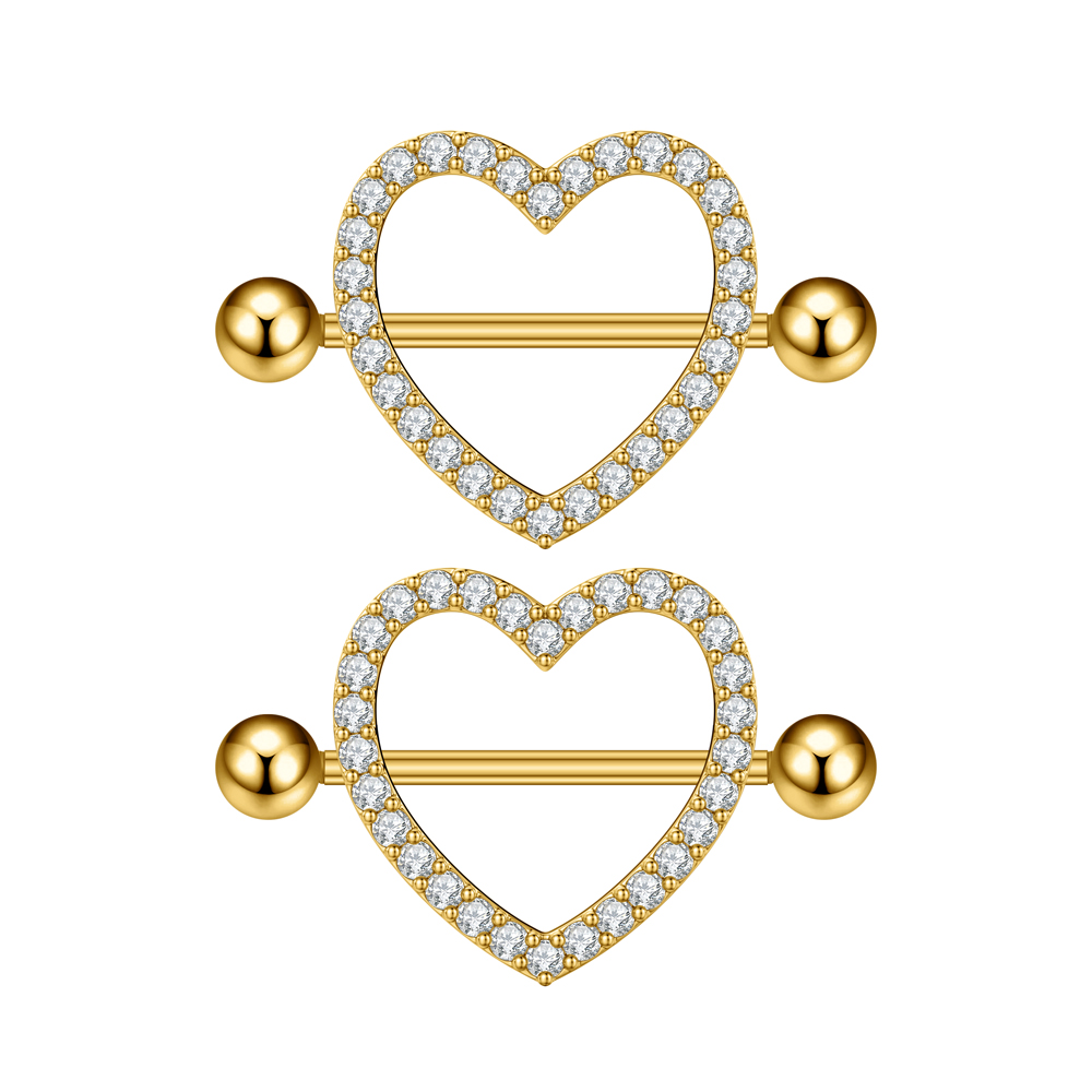 Body Jewelry Barbell - 2 Stuks Beide Zijden Geschroefde Hart