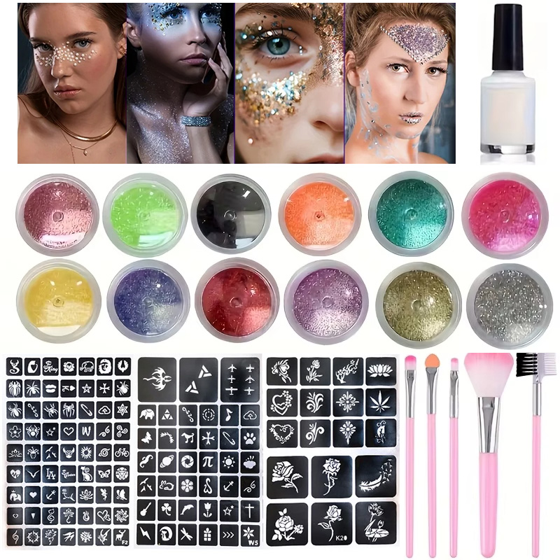 Body Jewelry Glue - 12 kleuren glitter DIY Flash Tattoo,
