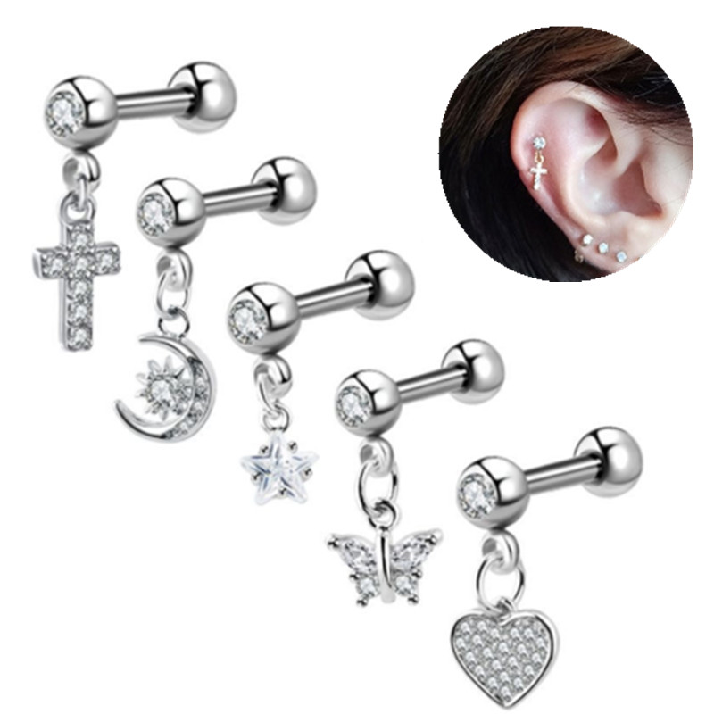 Body Jewelry Barbell - 1Pcs Moon Oor Kraakbeen Stud Earring