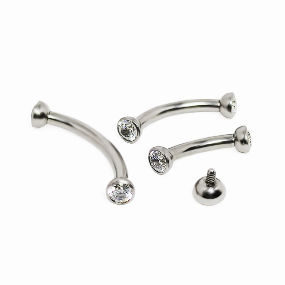 Eyebrow Curved Barbell - F136 Titanium Piercings Wenkbrauw zirkoon Kraakbeen