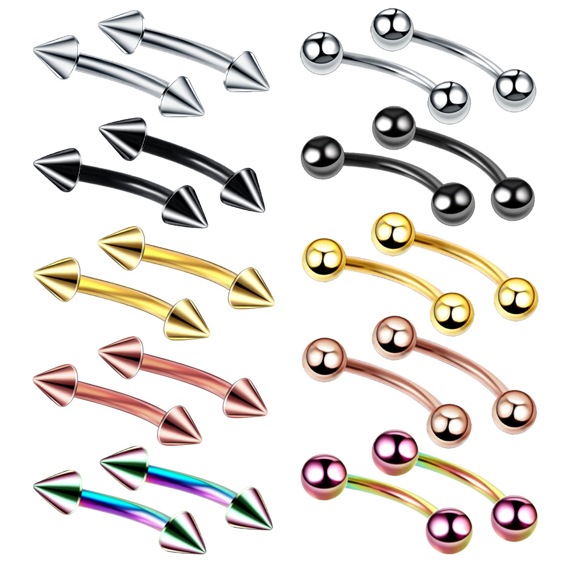 Eyebrow Curved Barbell - 20 Stk/set Staal Wenkbrauw Banaan Piercing