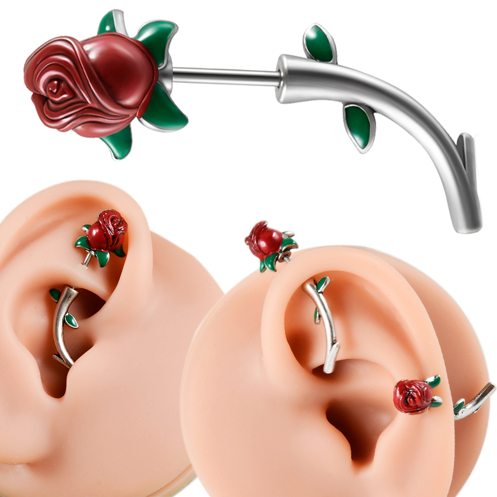 Body Jewelry Barbell - 1 Stuk Chirurgisch Staal Rode Roos