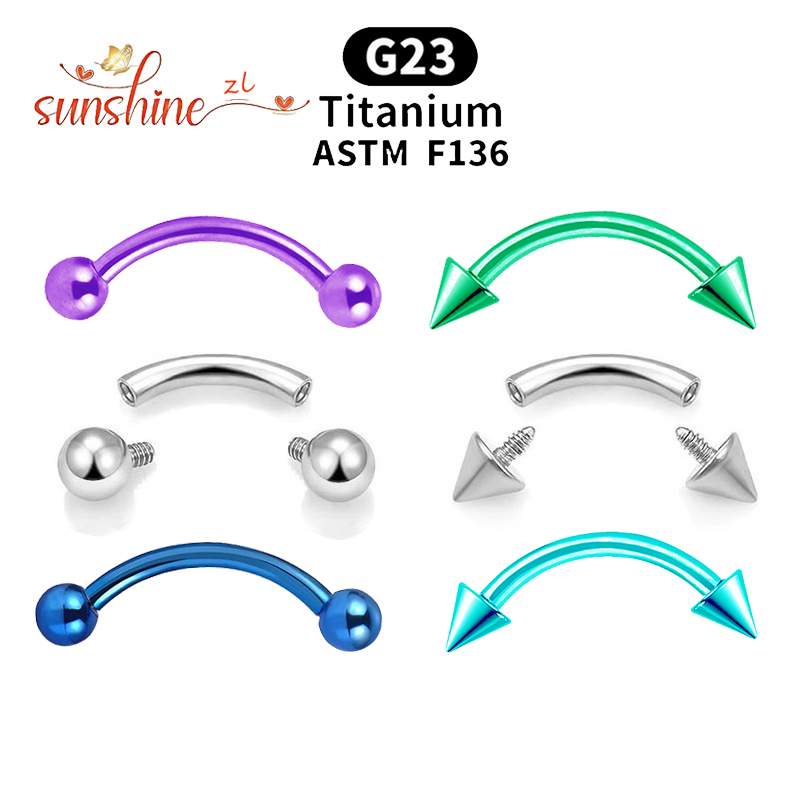 Eyebrow Curved Barbell - 2 Stuks Interne Draad G23 Titanium