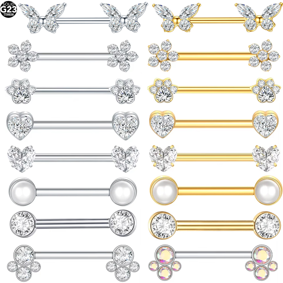 Zoor Body Jewelry - 1Pc G23 Titanium Tepel Ring Rechte