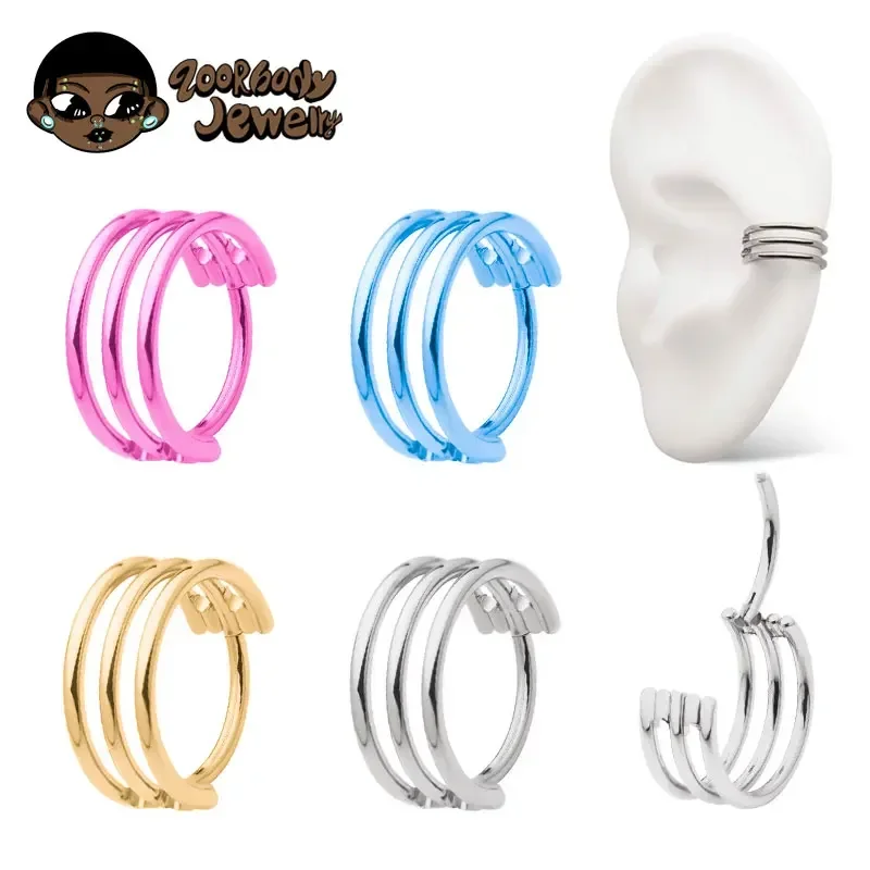 Body Piercing Quality Jewelry - G23 Titanium Drielaagse Holle Scharnierende Neusring