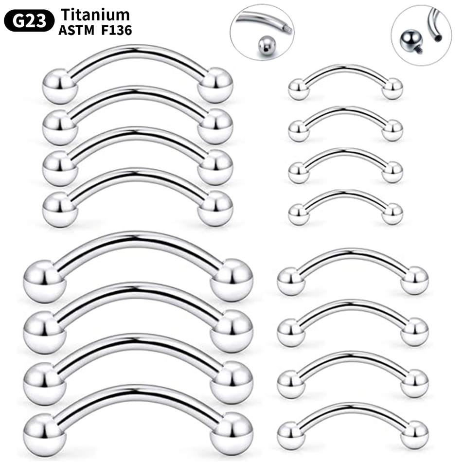 Eyebrow Curved Barbell - 1Pc Titanium Piercing Gebogen Barbell Wenkbrauw