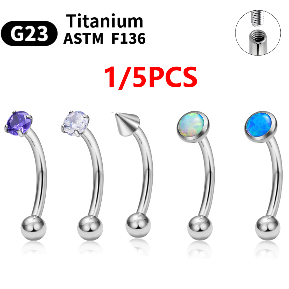 Eyebrow Curved Barbell - 1/5PCS ASTM F136 Titanium Interne Draad