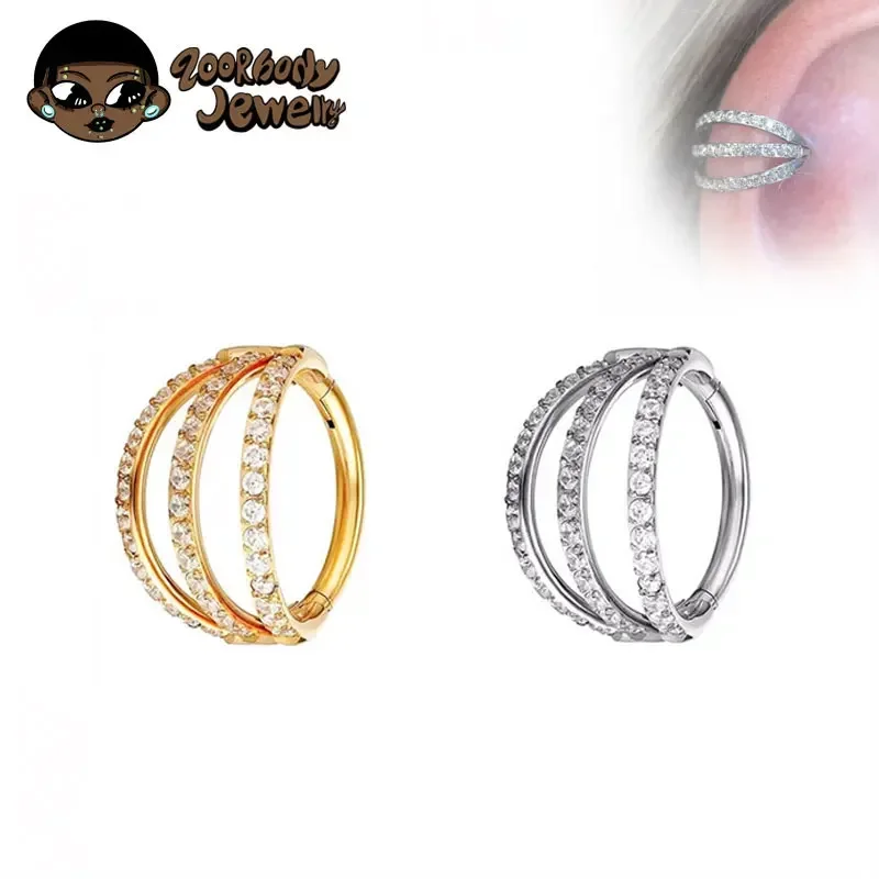 Zoor Body Jewelry - G23 Titanium Scharnierende Segment Neusring Drie