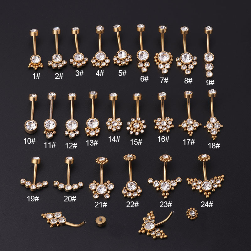 Body Jewelry Barbell - Zirkoon Gouden Navelringen Roestvrij Staal Piercing