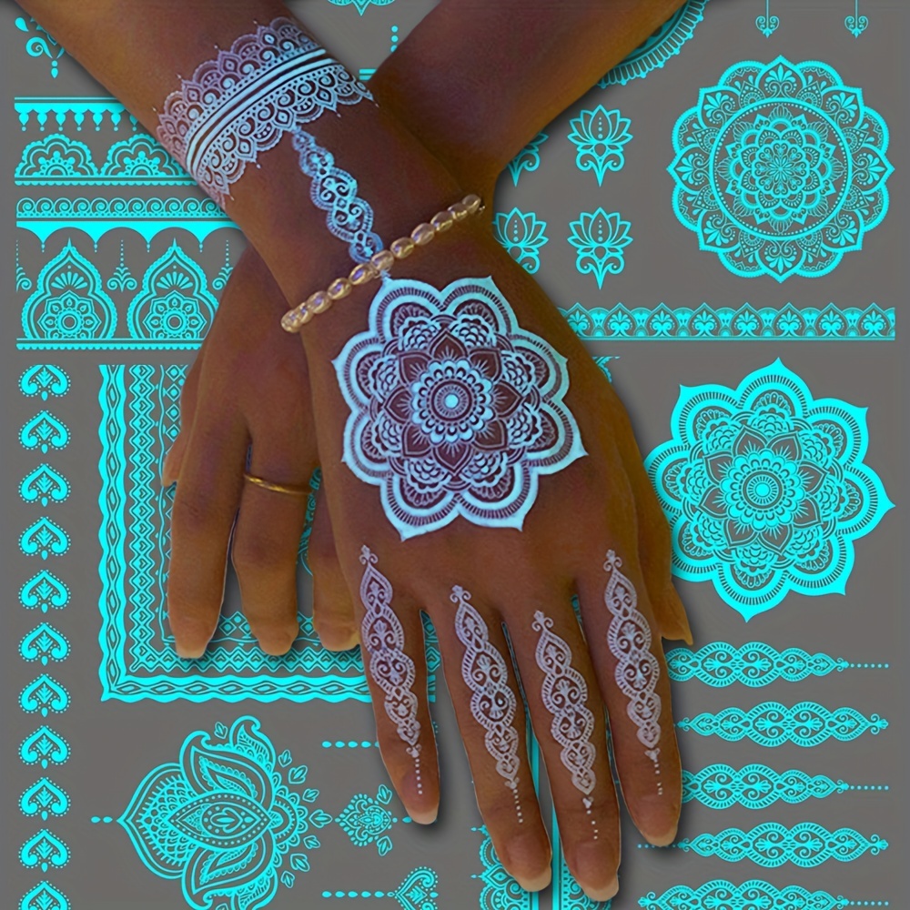 Body Jewelry Glue - Blauwe lichtgevende henna tattoo sticker meisjes