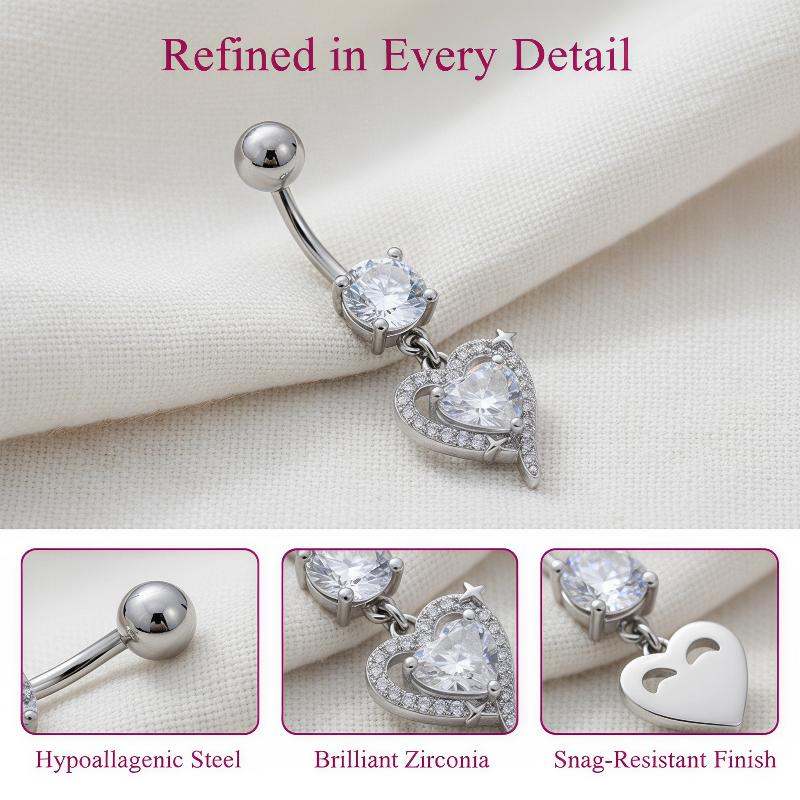 Body Jewelry Barbell - 1 stuks prachtige hangende navelring chirurgisch