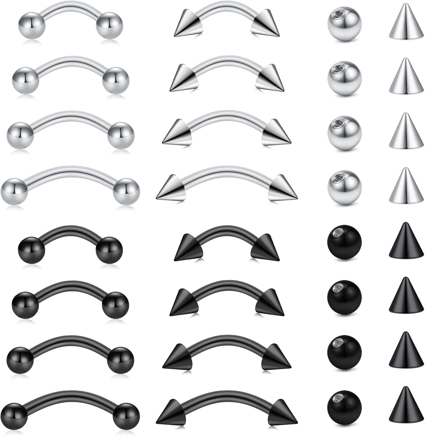 32-delige set chirurgisch staa - Eyebrow Curved Barbell recensie en prijs
