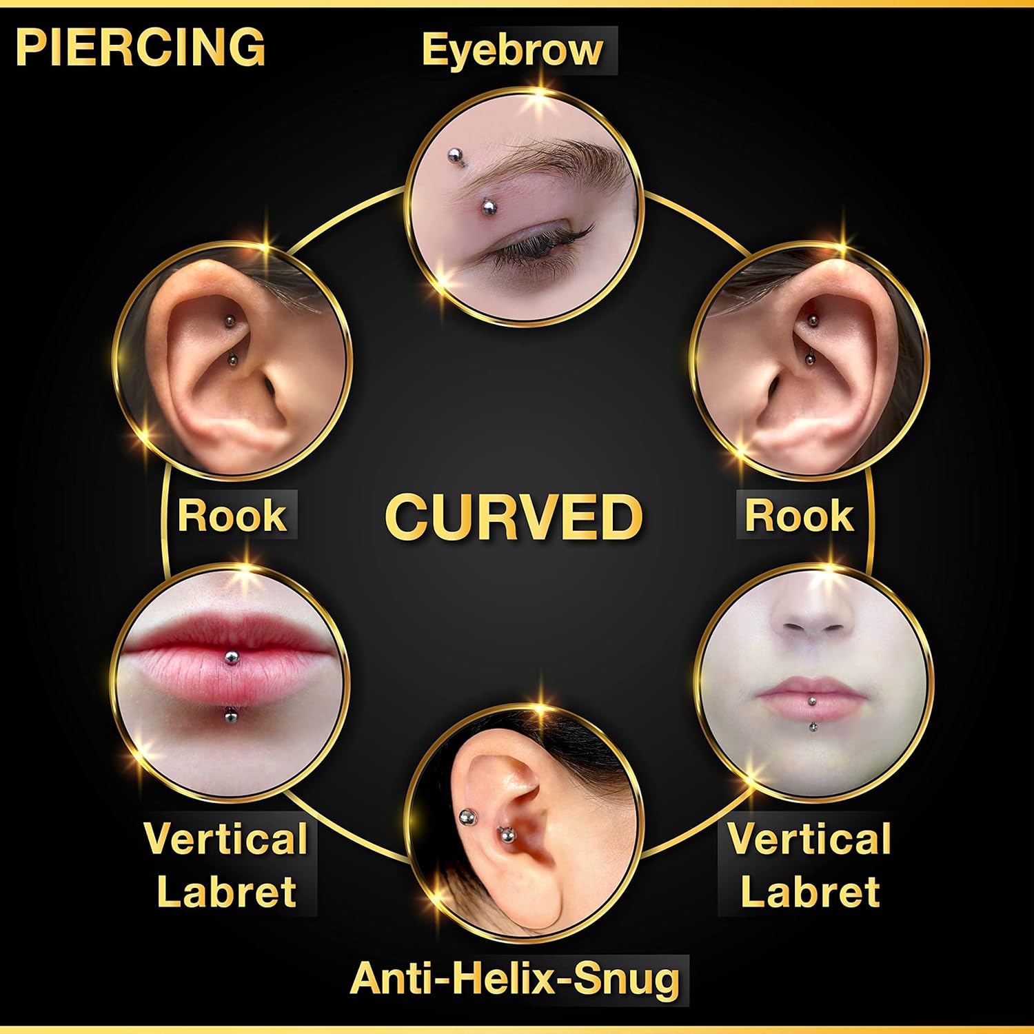 32-delige set chirurgisch staa - Eyebrow Curved Barbell recensie en prijs