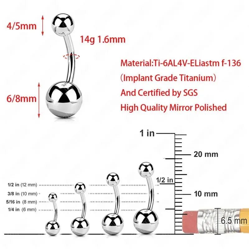 F136 Titanium Doorboord Navel  - Zoor Body Jewelry recensie en prijs