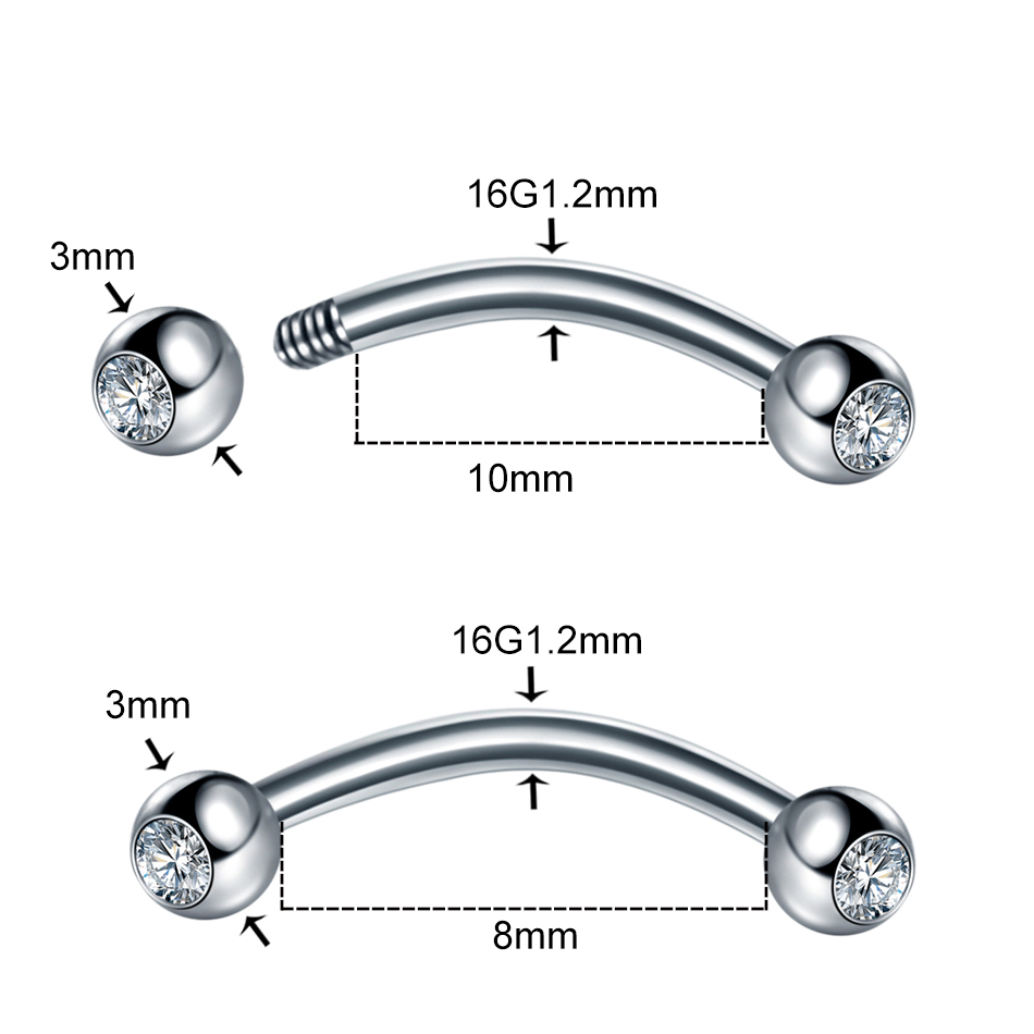 1PC Staal CZ Wenkbrauw Banaan  - Eyebrow Curved Barbell recensie en prijs