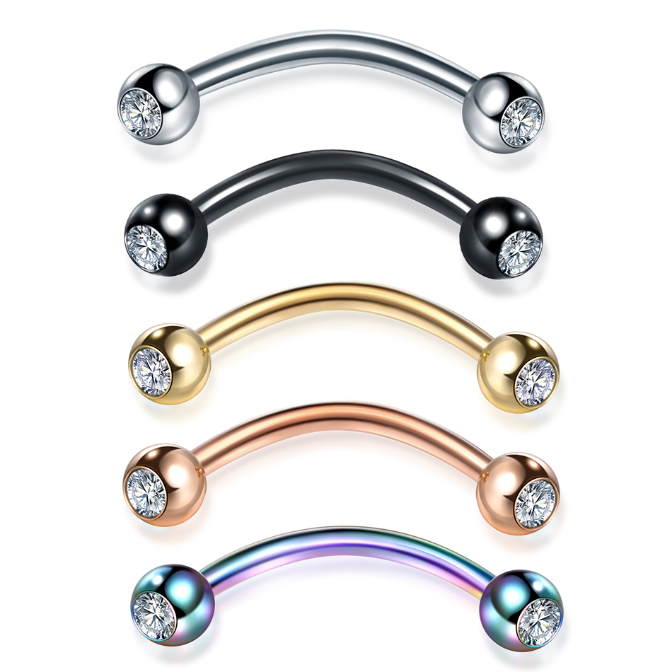 1PC Staal CZ Wenkbrauw Banaan  - Eyebrow Curved Barbell recensie en prijs