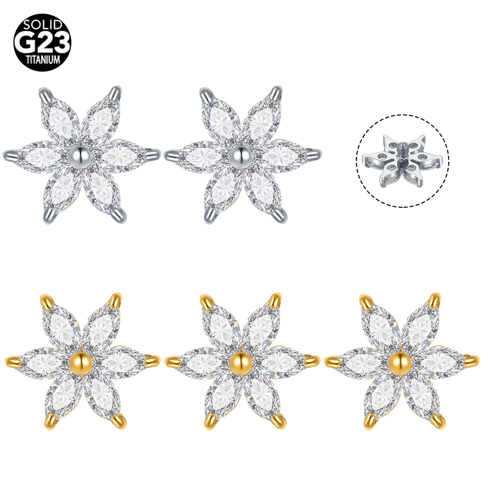 1/5PCS Titanium Kristal Bloem  - Dermal Anchor Top recensie en prijs