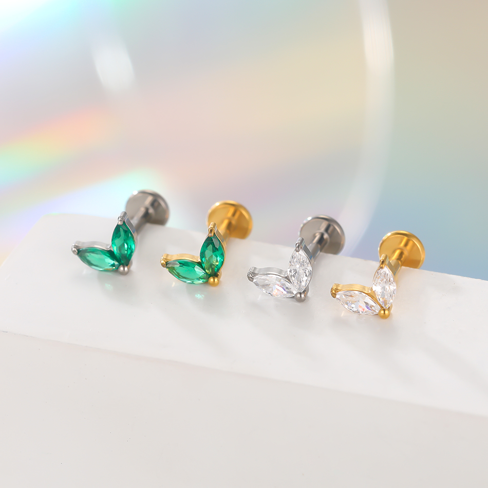 1pc Titanium Wit Groen Zirkoon - Zoor Body Jewelry recensie en prijs