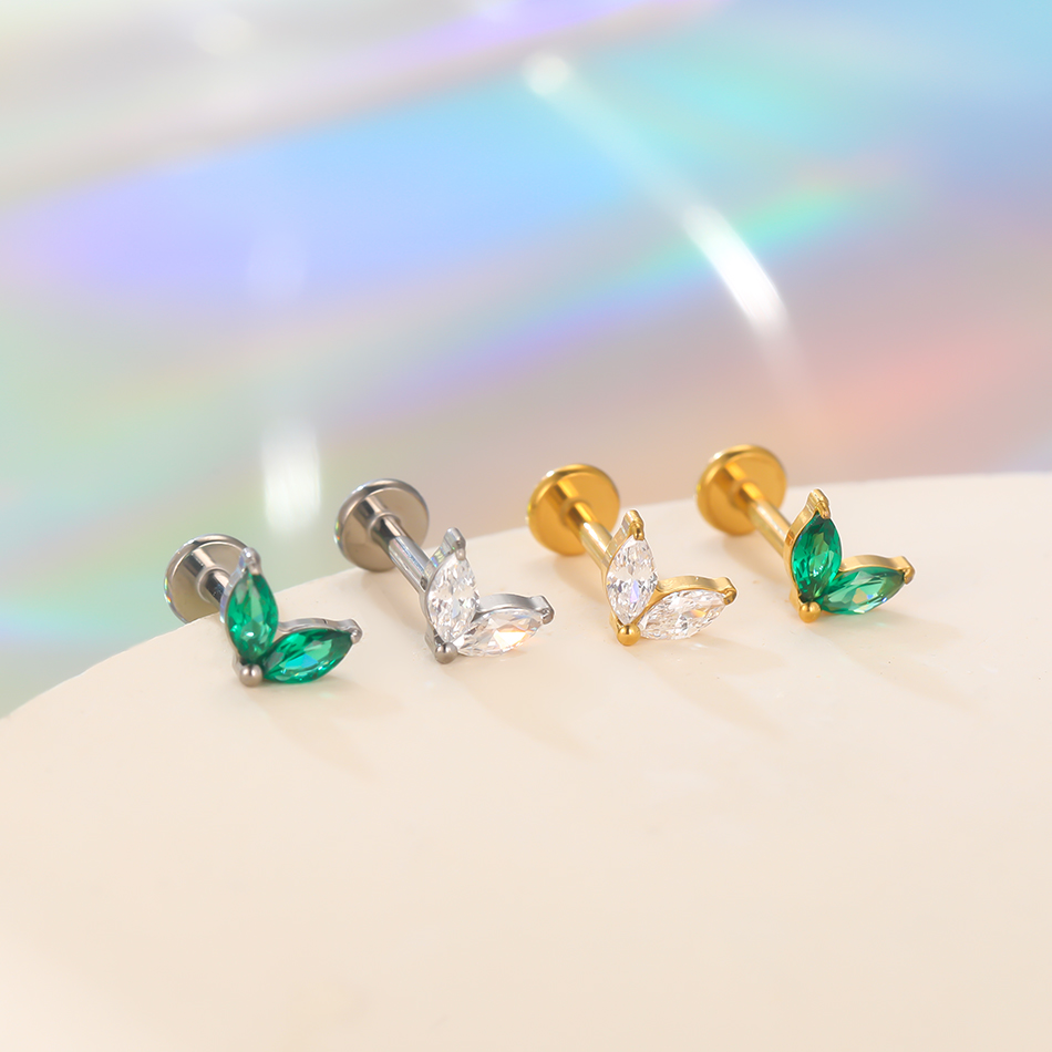 1pc Titanium Wit Groen Zirkoon - Zoor Body Jewelry recensie en prijs