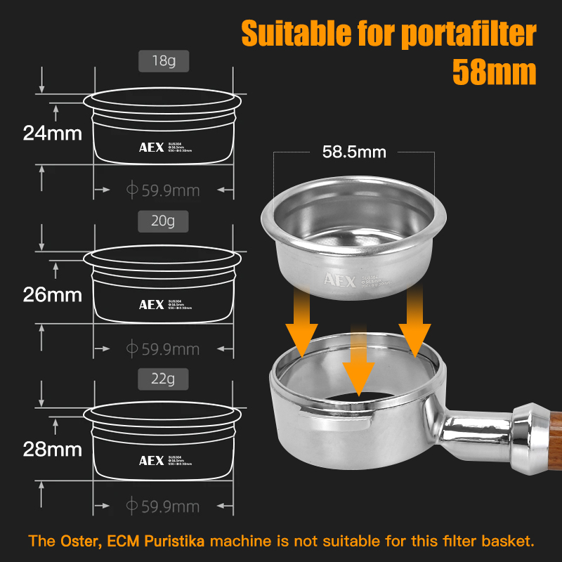 Koffiefiltermand 58MM AEX Nauw - Body Jewelry Piercing recensie en prijs