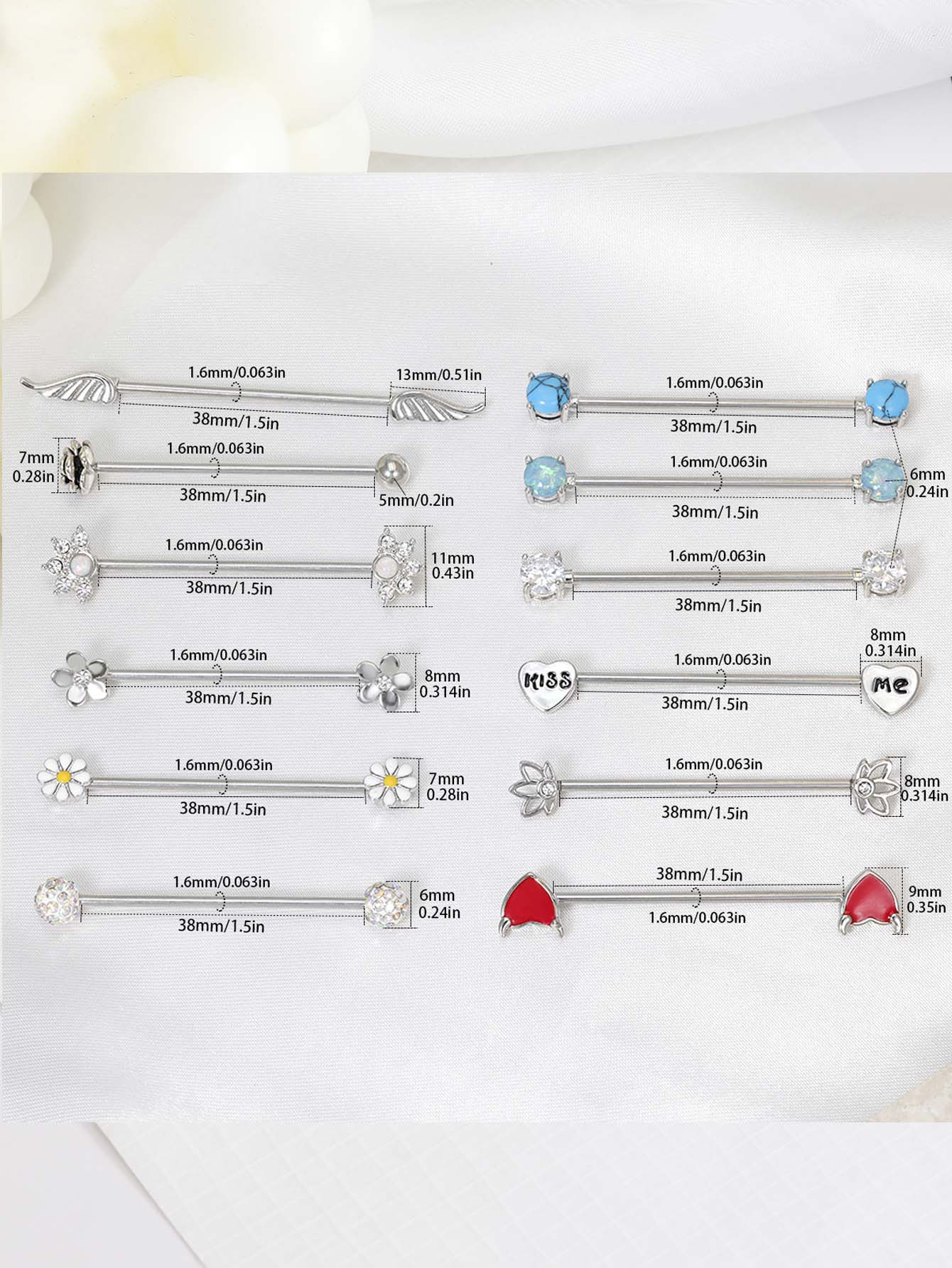 16G Pijlen Harten Industriële  - Body Jewelry Barbell recensie en prijs