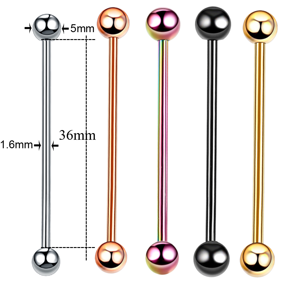 1PC Titanium Piercing Gem Indu - Industrial Barbell Long recensie en prijs