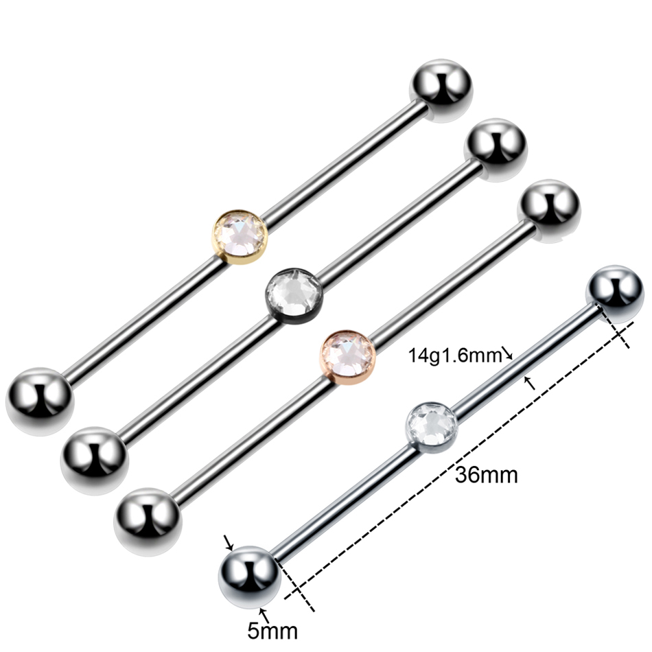 1PC Titanium Piercing Gem Indu - Industrial Barbell Long recensie en prijs