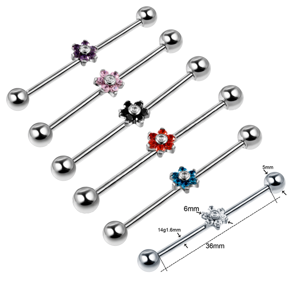 1PC Titanium Piercing Gem Indu - Industrial Barbell Long recensie en prijs