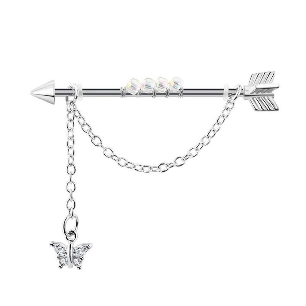 Piercing in punkstijl, hartvor - Industrial Barbell Long recensie en prijs